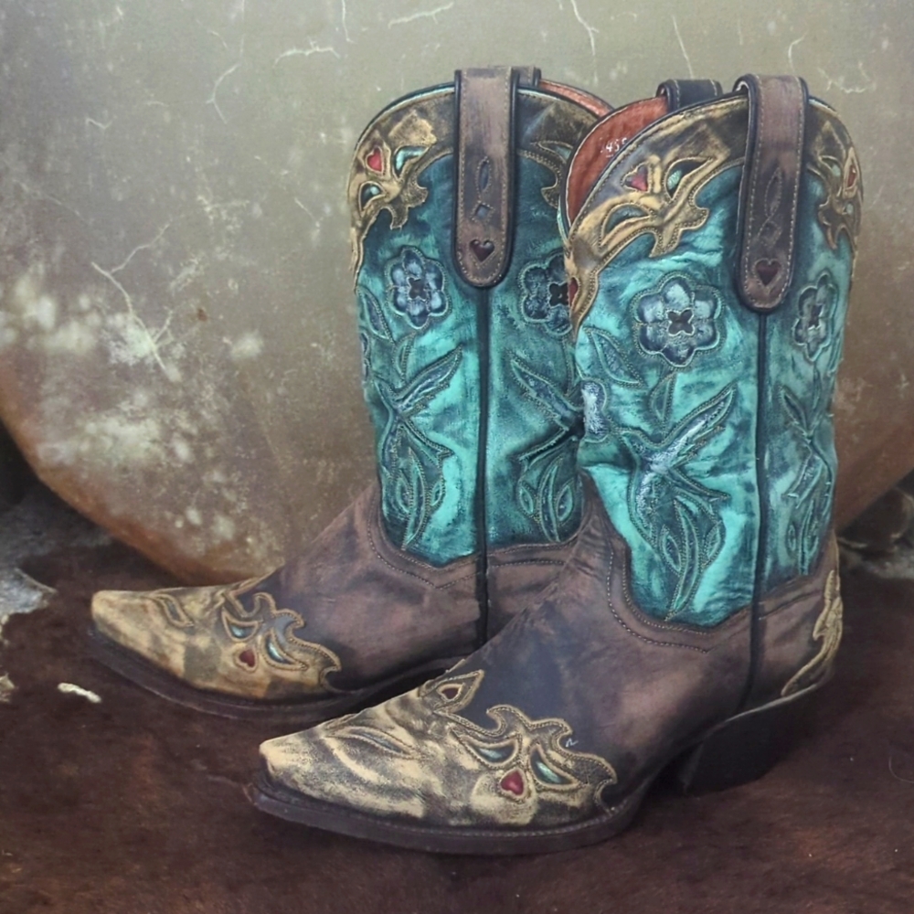 DAN POST ladies "Vintage Bluebird" cowgirl boots snip toe style #DP3544 sz 7.5